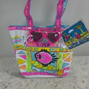 Bagland Kids Wave Rider Beach Tote Bag with Heart Sunglasses NWT Vintage Style